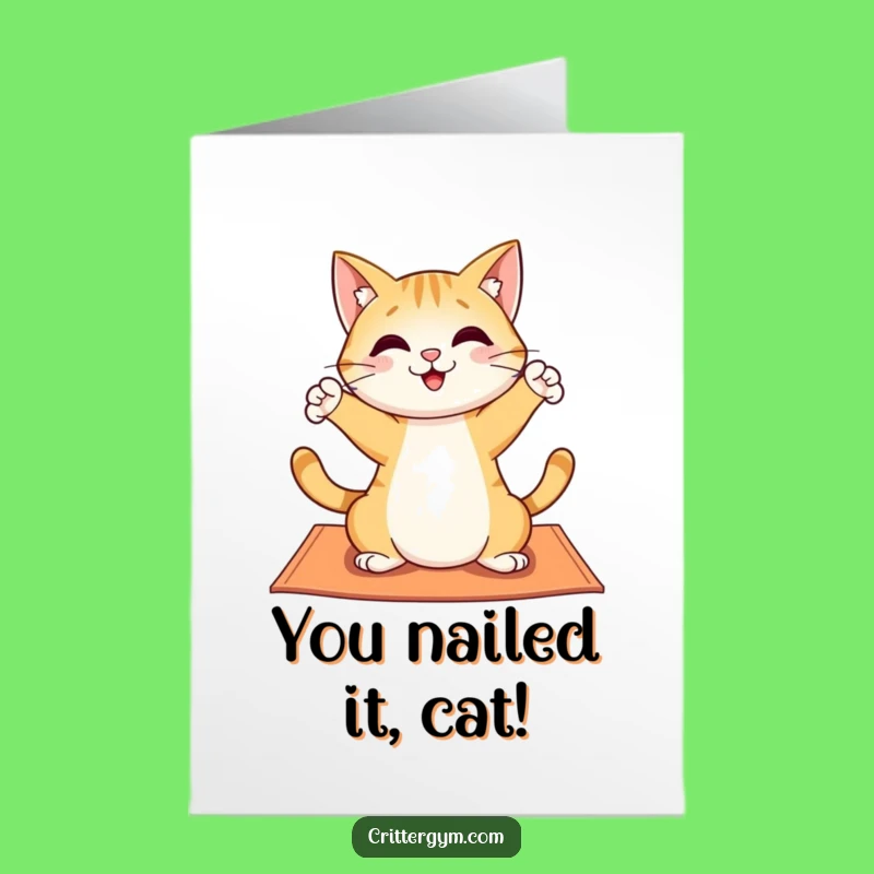 Free Printable Congrats Card: Funny Cat Yoga Cheers, Downloadable Gift
