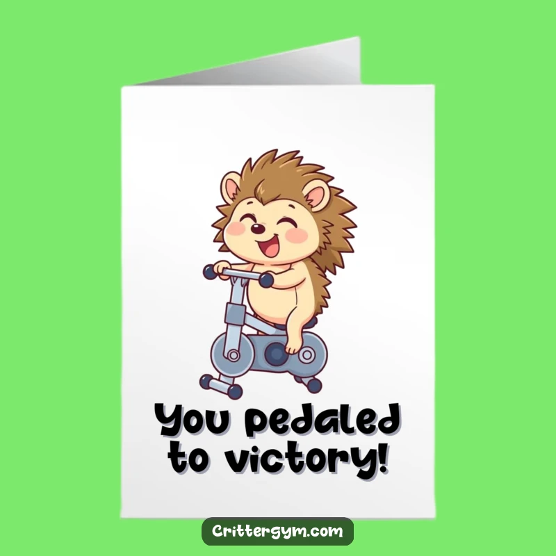 Free Printable Congrats Card: Hedgehog Bike Ride - Funny Downloadable Gift!