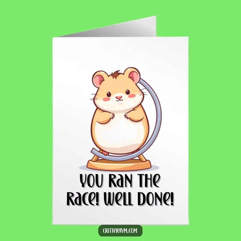 Free Printable Congrats Card: Hamster Wheel, Energetic Success, Downloadable Humor