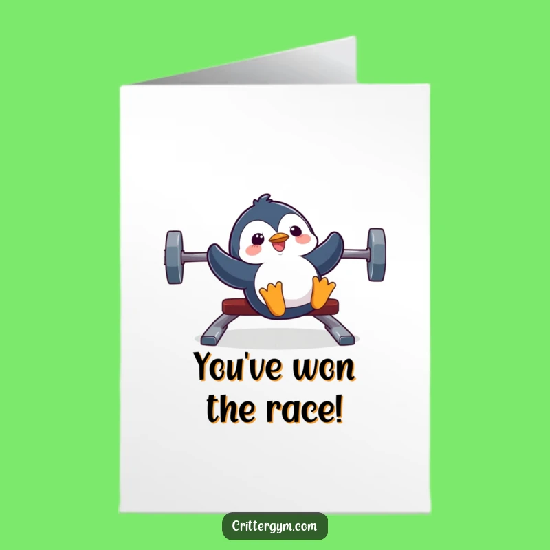 Free Printable Penguin Congrats Card: Silly Gym Slide Downloadable Celebration