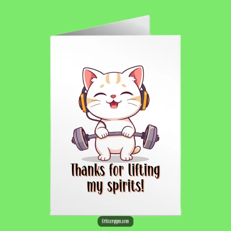Free Printable Cat Thank You Card: Funny Gym Downloadable Gift!