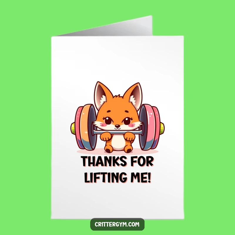 Free Printable Funny Fox Thank You Card: DIY Downloadable Thanks with Muscle