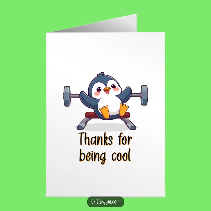 Free Printable Penguin Thank You Card: Silly Gym Slide Downloadable Gratitude