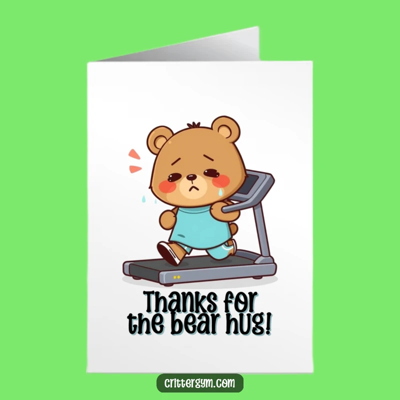 Free Printable Thank You Card: Bear Running, Funny Workout Appreciation Gift