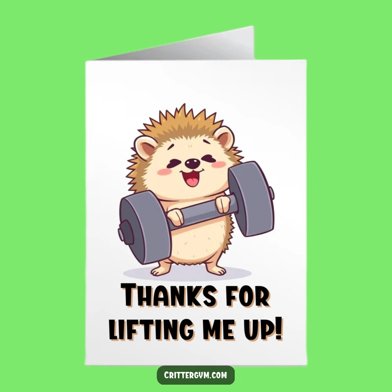 Free Printable Thank You Card: Funny Hedgehog Strength Downloadable Gift