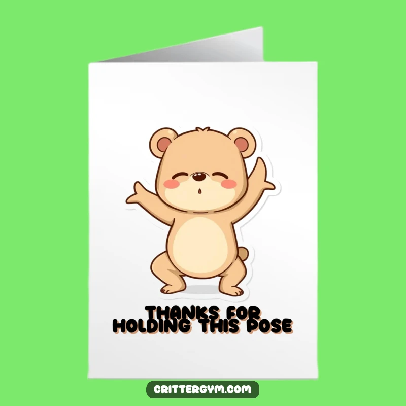 Free Printable Funny Bear Yoga Thank You Card - Wobbling Bear Downloadable Appreciation