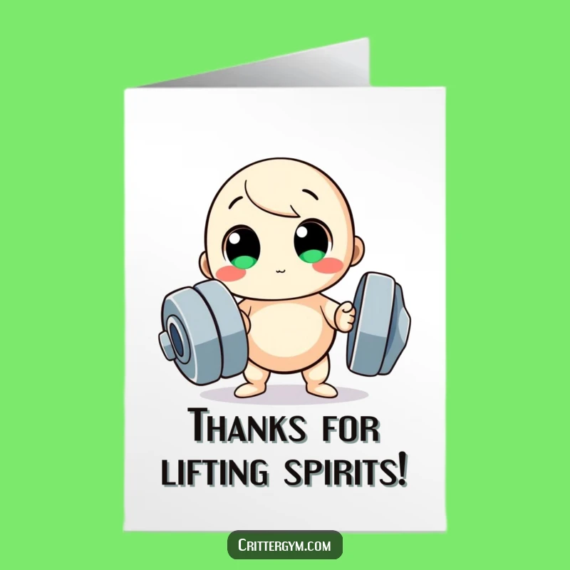 Free Printable Card: Thanks For The Help! Funny Strongman Character Gift!