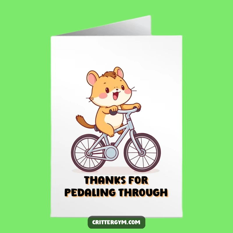 Free Printable Thank You Card: Critter on Bike - Funny Gratitude Downloadable