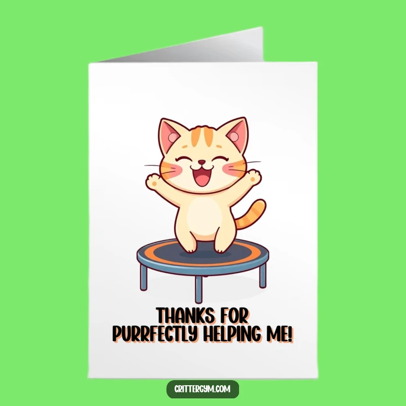 Free Printable Cat Thank You Card: Funny Bouncing Gratitude Downloadable Gift