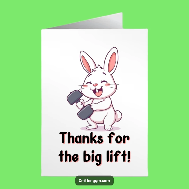 Free Printable Thank You Card: Rabbit Fails Dumbbell, Funny Gratitude!