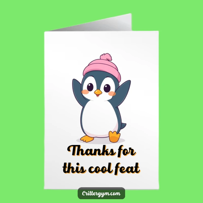 Free Printable Thanks Card: Penguin Handstand, Charming Downloadable Gift!