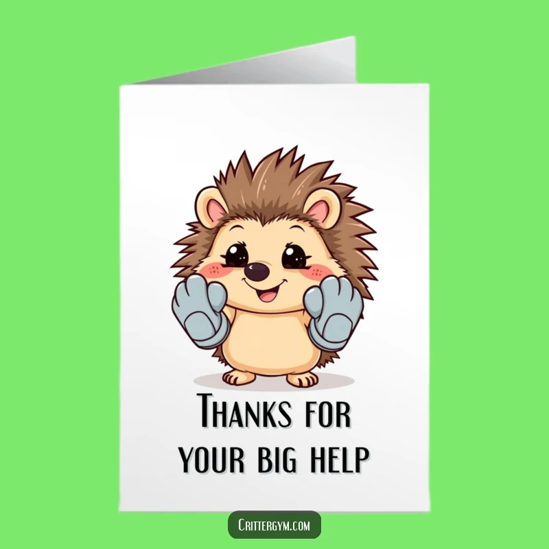 Free Printable Thank You Card: Hedgehog, Gym Gloves, Express Gratitude Funnily!