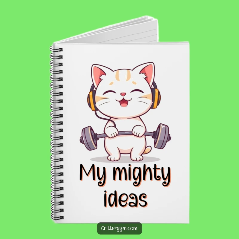Funny Cat Headphones Lifting Notebook: Jot Down Fitness Fun
