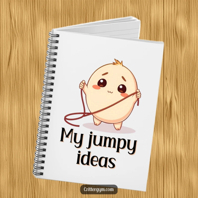 Funny Notebook: A round creature looking pleasantly confused while attempting to jump rope, for humorous notes.