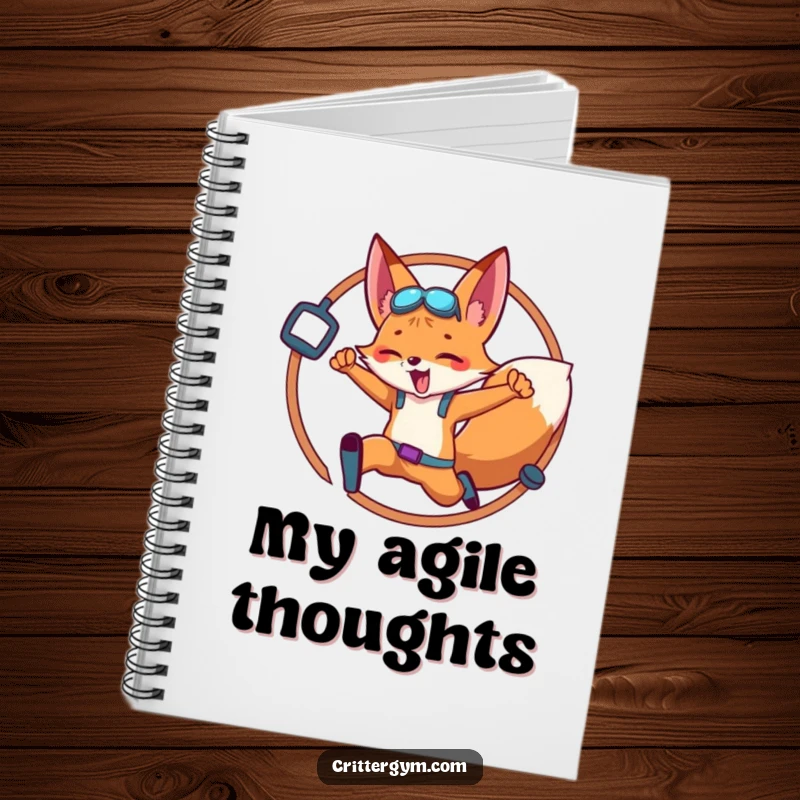 Funny Fox Notebook: An energetic fox leaps through a gym-themed hoop, ready to capture your fitness plans and ideas.