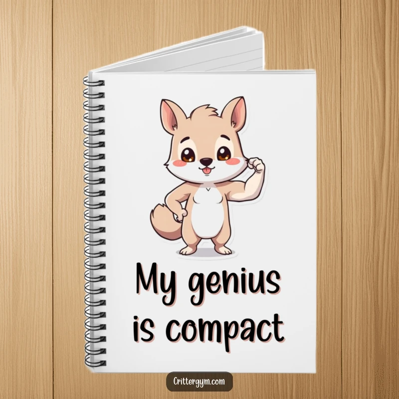 Funny tiny bicep animal notebook with a small creature proudly flexing a comically small bicep, great for jotting down inspired thoughts.