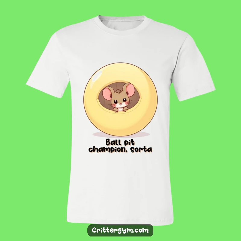 Funny Mouse Fitness Tee: Curious Critter in a Deflated Exercise Ball