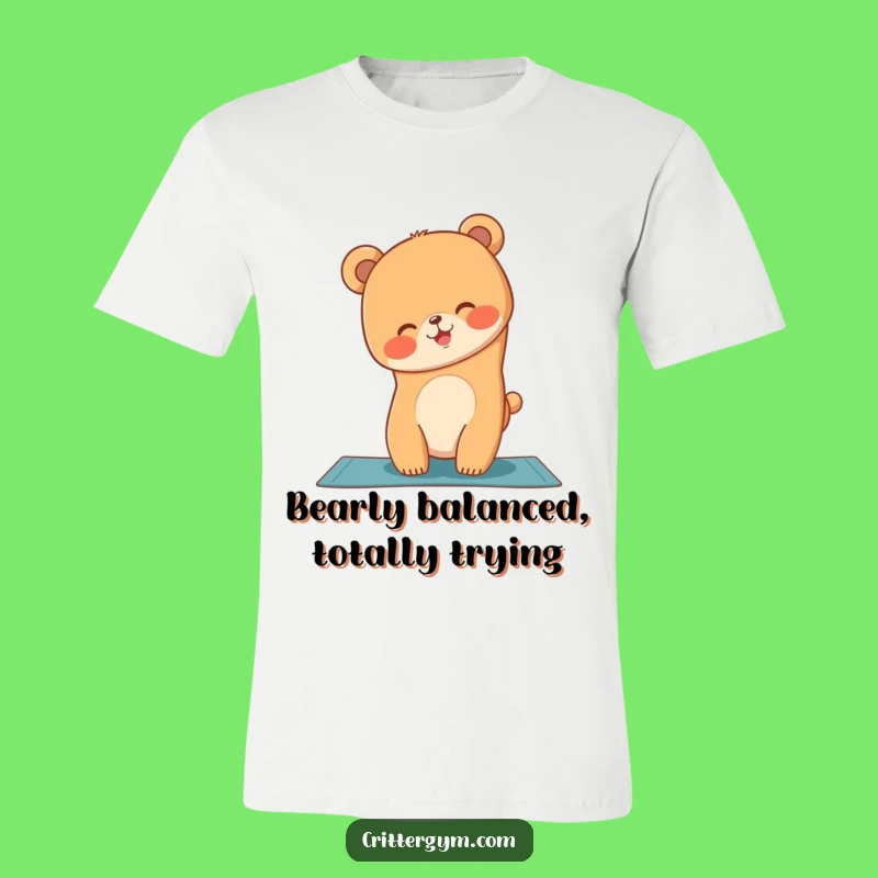 Funny Giggling Bear Cub Yoga Shirt: Hilarious Handstand Tee for Fitness Lovers