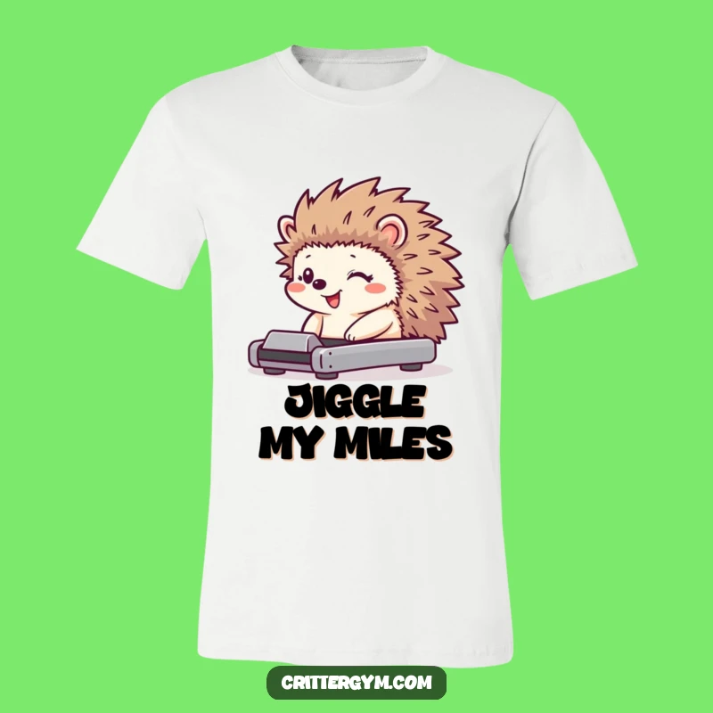 Funny Hedgehog Treadmill T-Shirt: Tiny Jiggling Character Tee Gift