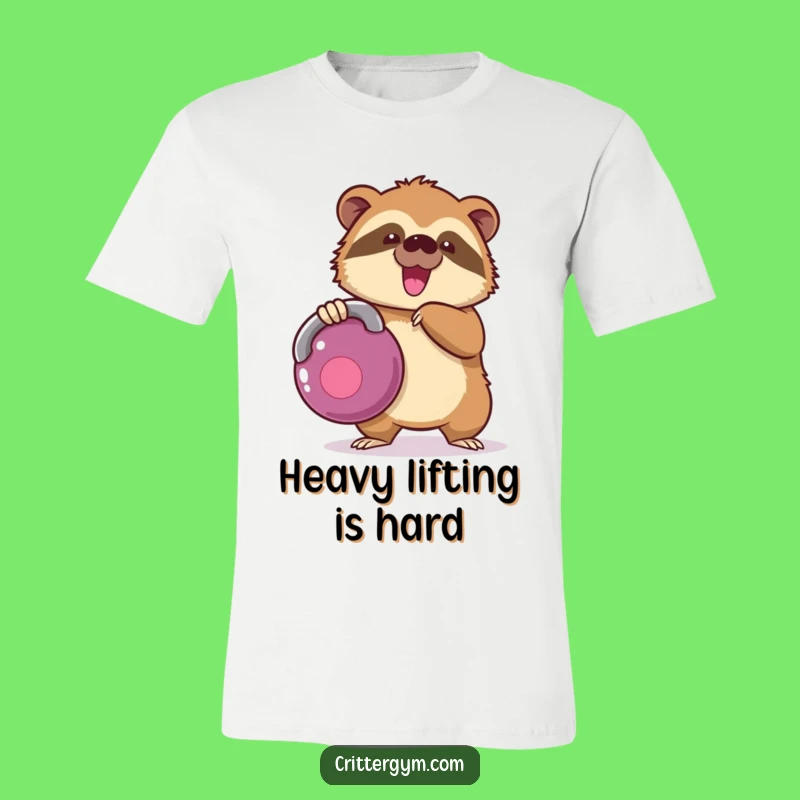 Funny Kawaii Sloth Kettlebell T-Shirt, Comical Workout Struggle Gift