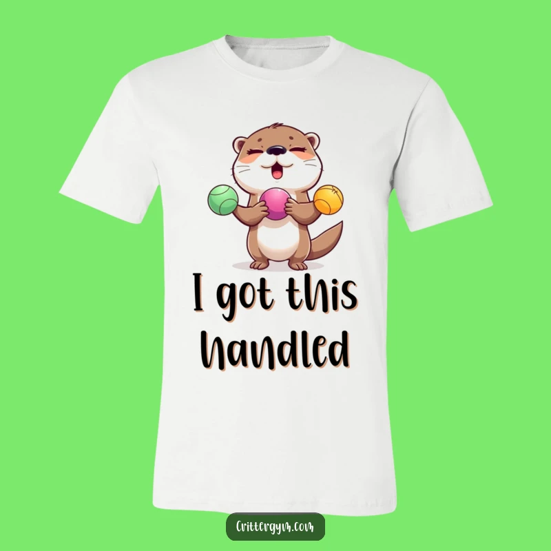 Funny Winking Otter Juggling T-Shirt: Hilarious Exercise Ball Tee for Athletes