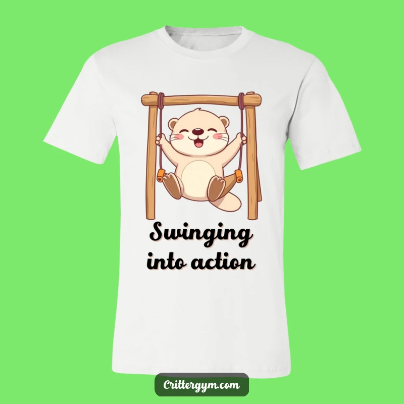 Funny Otter Swinging T-Shirt - Joyful Animal Tee for Fun Lovers