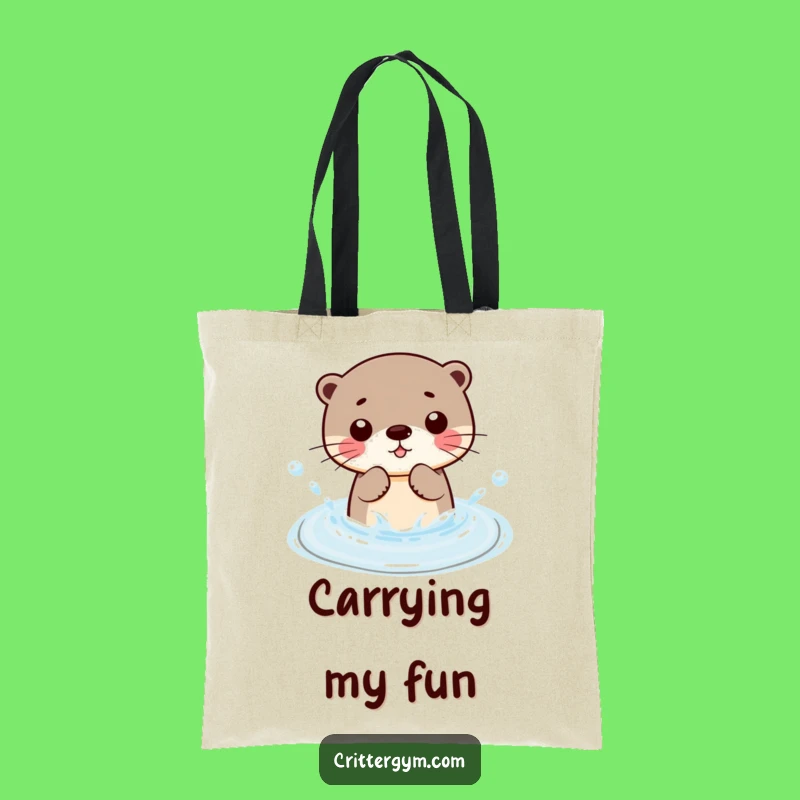 Funny Kawaii Otter Splashing Tote Bag: Carry Your Fun Everywhere!