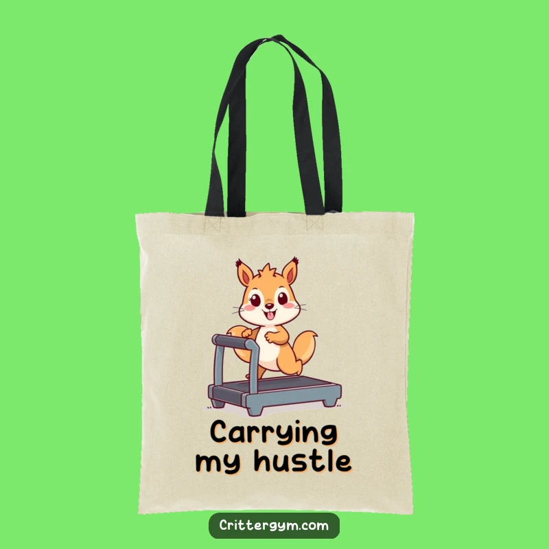 Funny Kawaii Squirrel Treadmill Tote Bag: Carry Your Laughs in Style!