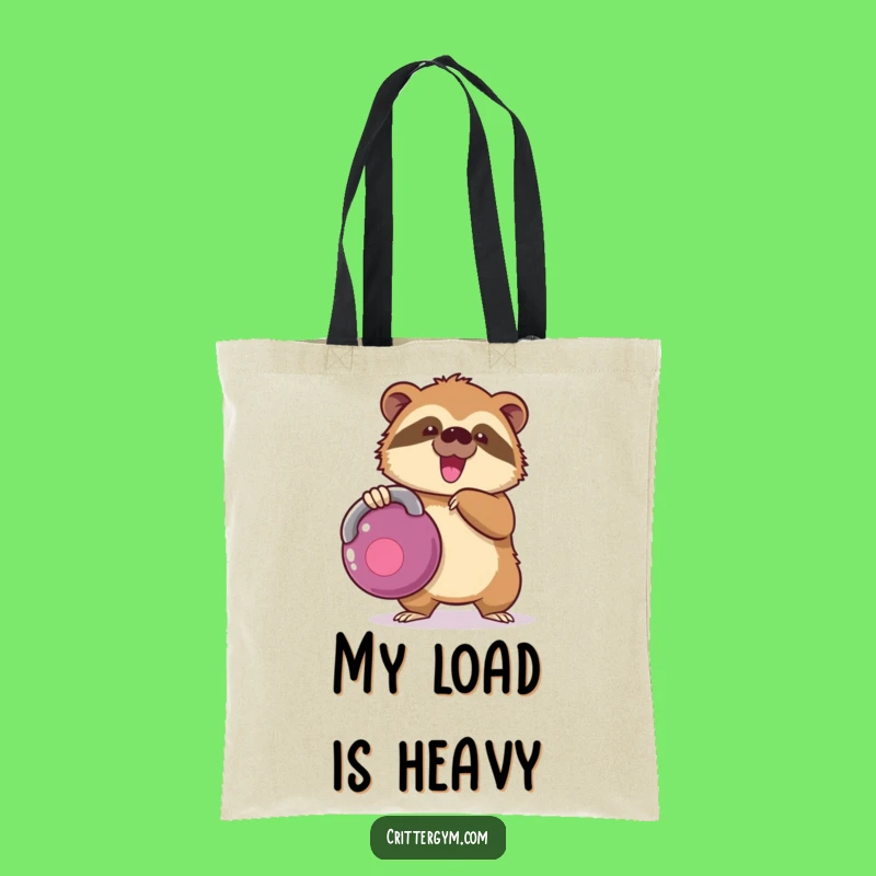 Durable Funny Kawaii Sloth Kettlebell Tote Bag, Practical Comical Gift