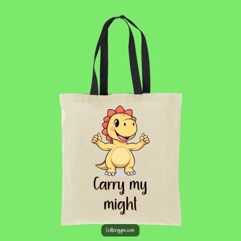 Funny Dino Biceps Tote Bag: Joyful Dinosaur Flex - Hilarious Shopping Gift!