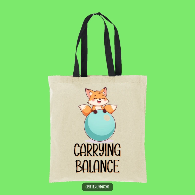 Funny Fox Balance Tote Bag: Exercise Accessory Fun, Perfect Funny Gift