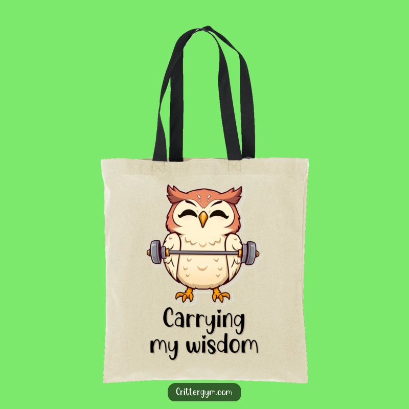 Funny Owl Barbell Tote Bag - Carry Your Strength & Wisdom!